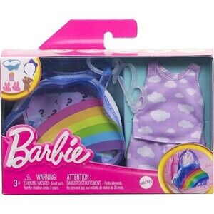 Barbie Doll PJ's, Deluxe Keychain Rainbow Bag Clip and Accessories NIB